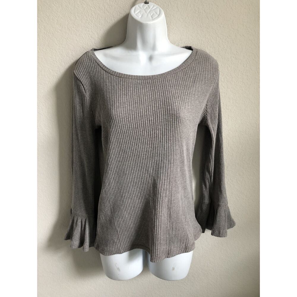 EUC J. Crew Gray Long Sleeve Shirt Size‎ Small Flared Sleeves Cotton Blend
